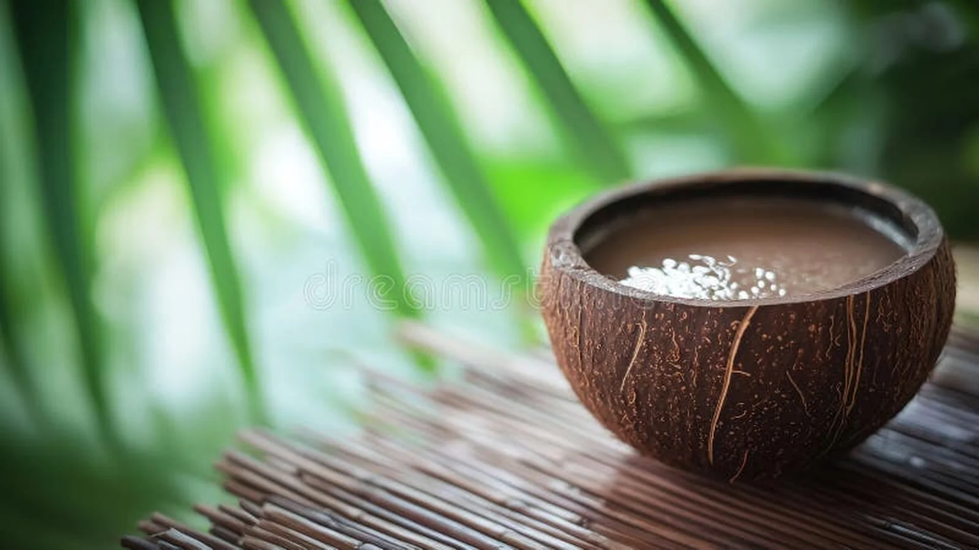 Kava Guide Benefits And Experience Blog Feature Image Traditional kava drink served in coconut shell with warm amber lighting and botanical elements at House of Legends botanical bar in Encino