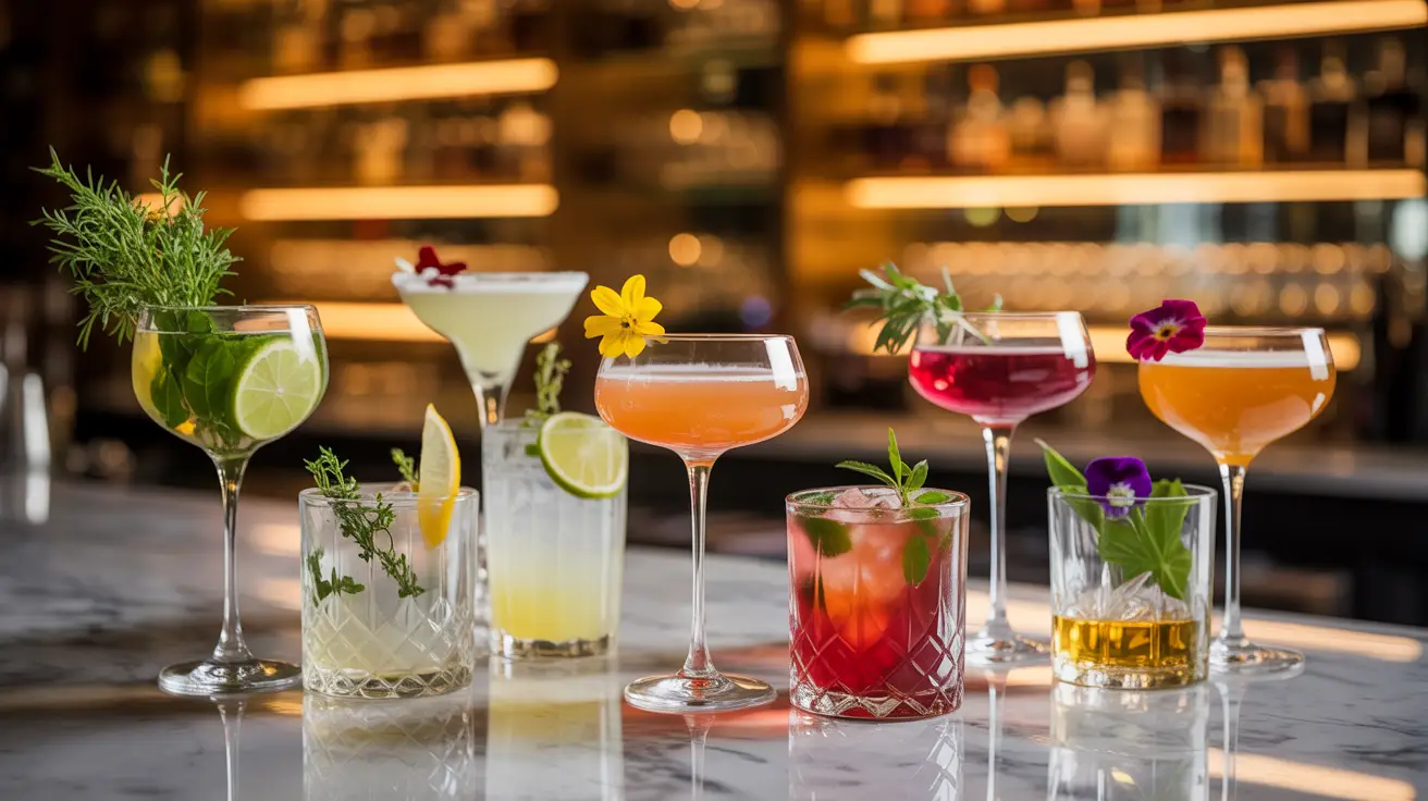 Lounge Cocktails at House of Legends Craft cocktails at House of Legends bar with Mediterranean-inspired garnishes