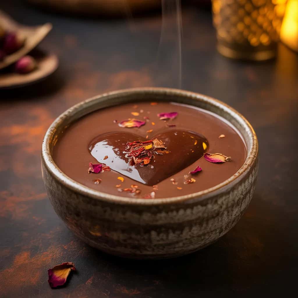Botanical Cacao Heart Menu Image Cacao Heart Opener - Ceremonial Guatemalan cacao, chili, rose petals.