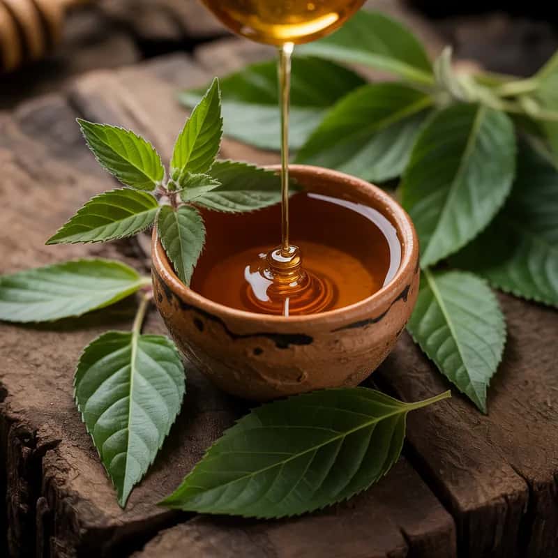 Botanical Damiana Tea Menu Image Damiana Tea Pure - Traditional damiana leaf tea with raw honey.