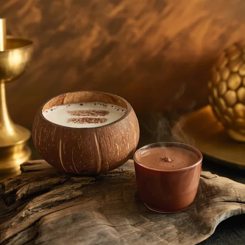 Botanical Kava Cacao Menu Image Kava Cacao Blend - Noble kava meets ceremonial cacao for the ultimate grounding experience.