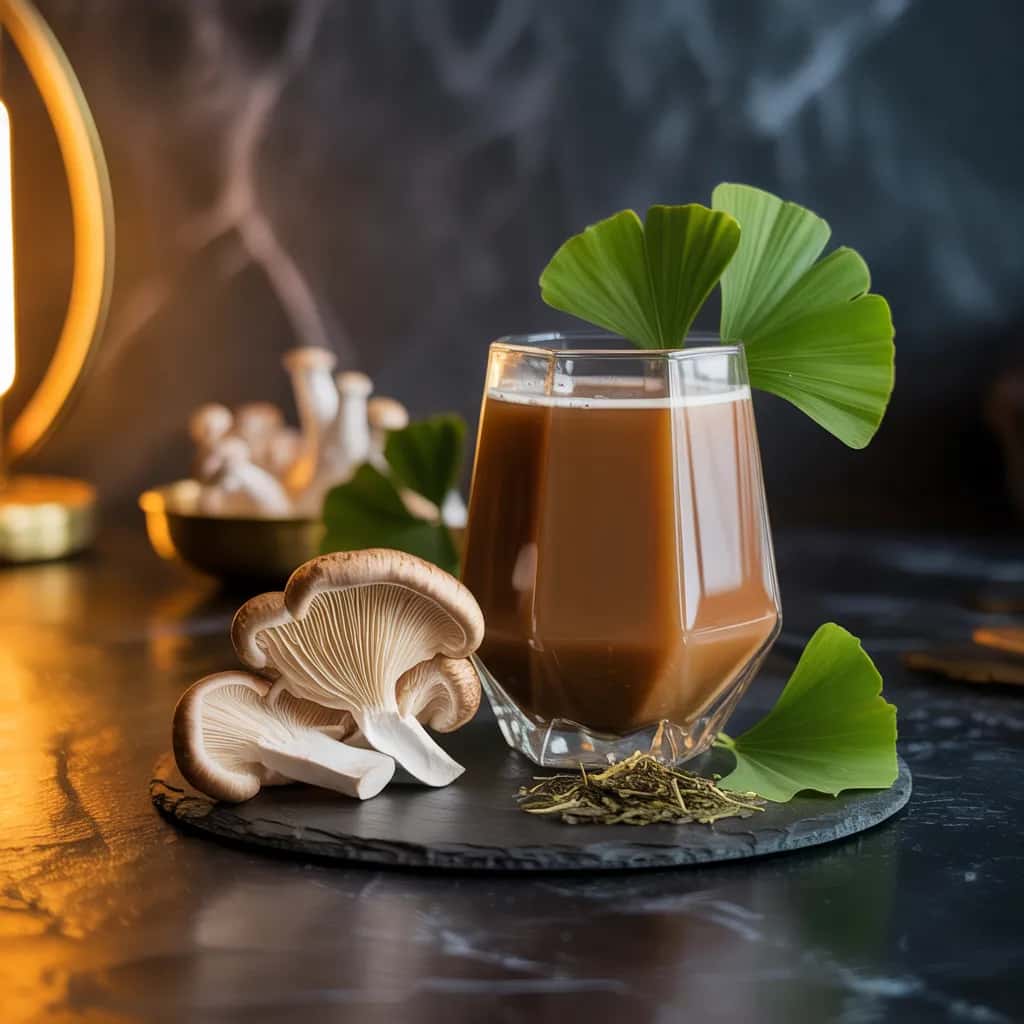 Botanical Nootropic Menu Image Nootropic Stack - Lion's mane, bacopa, ginkgo, green tea.