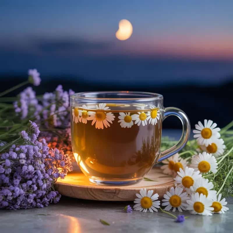 Botanical Valerian Chamomile Menu Image Valerian Chamomile Blend - Valerian meets chamomile and lavender.