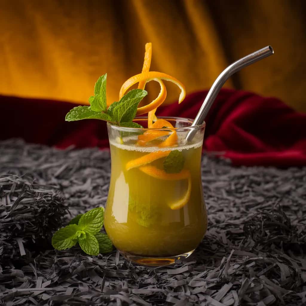 Botanical Yerba Mate Menu Image Yerba Mate Awakening - Argentine yerba mate, orange zest, mint.