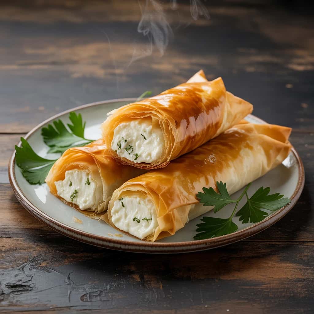Cheese Borek Menu Image Cheese Borek - Crispy phyllo, feta, herbs