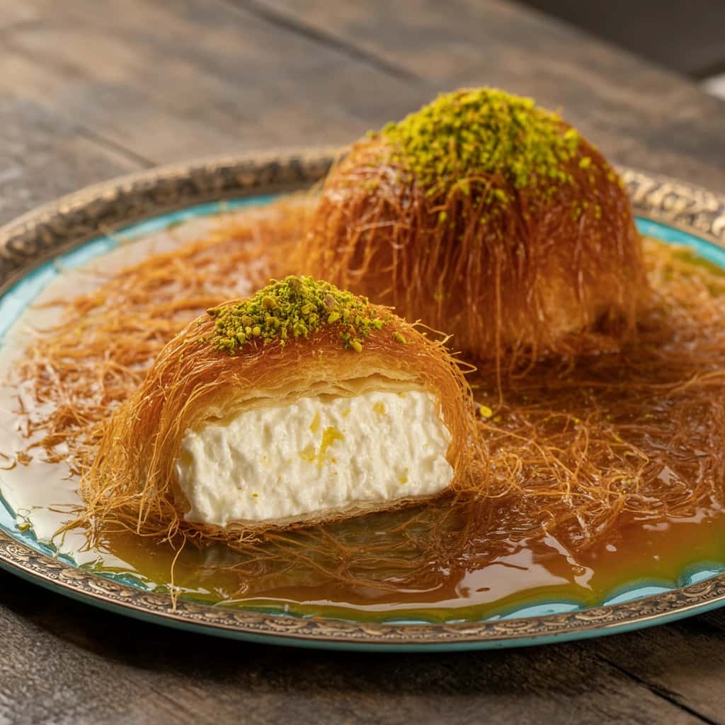Kunafa Menu Image Kunafa - Shredded phyllo, sweet cheese, orange blossom syrup