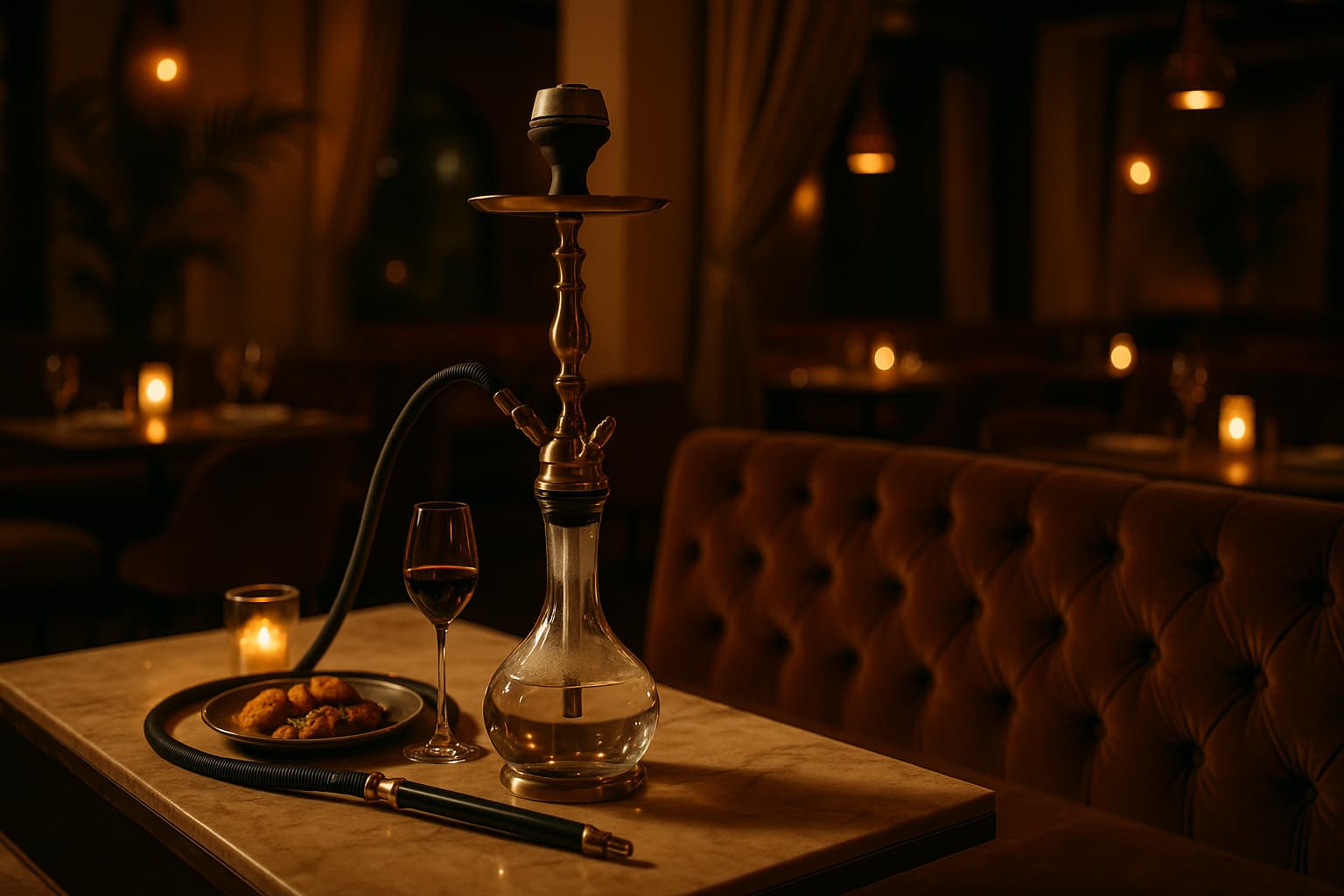 First Time Hookah Guide Everything Beginners Need Know 2026 Hero AI 1773532072361 at House of Legends First-time hookah guide hero image showing a premium brass hookah with velvet lounge seating and warm cinematic lighting at House of Legends in Encino